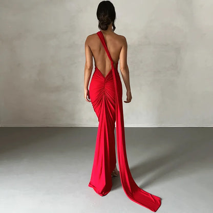 Scarlet Muse One-Shoulder Gown