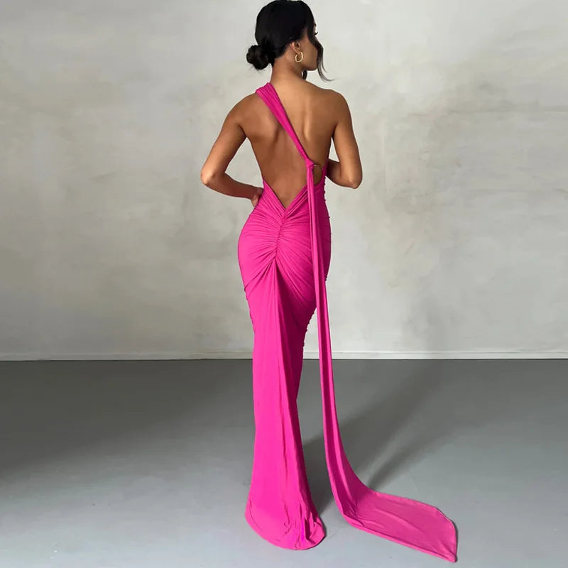 Scarlet Muse One-Shoulder Gown