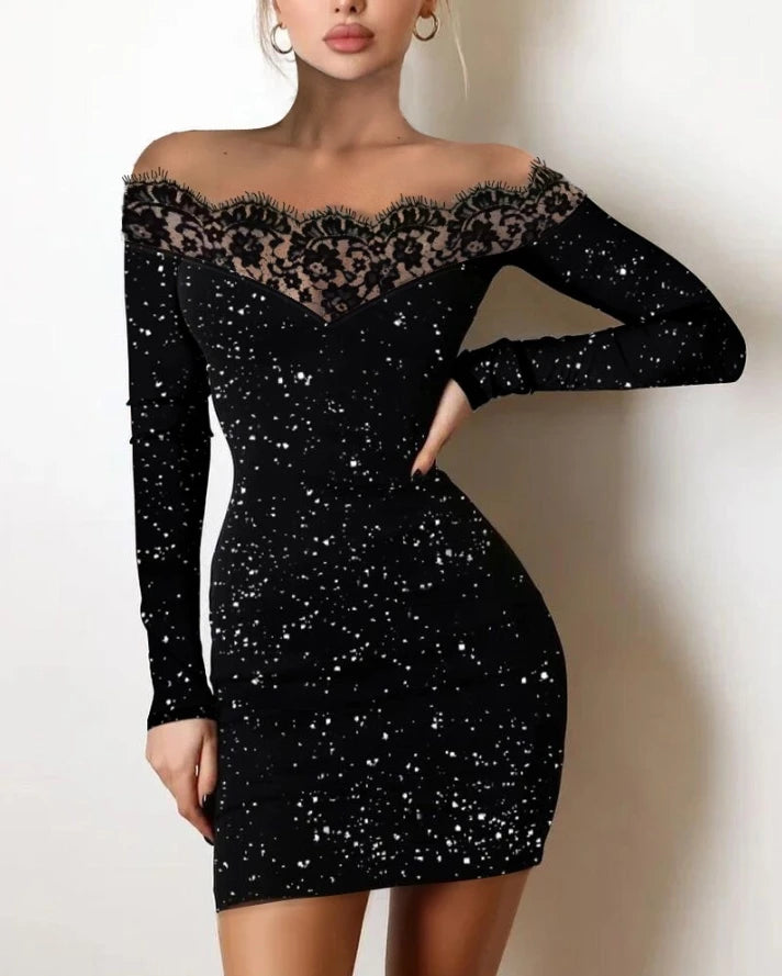 Black Aurora Glitter Dress
