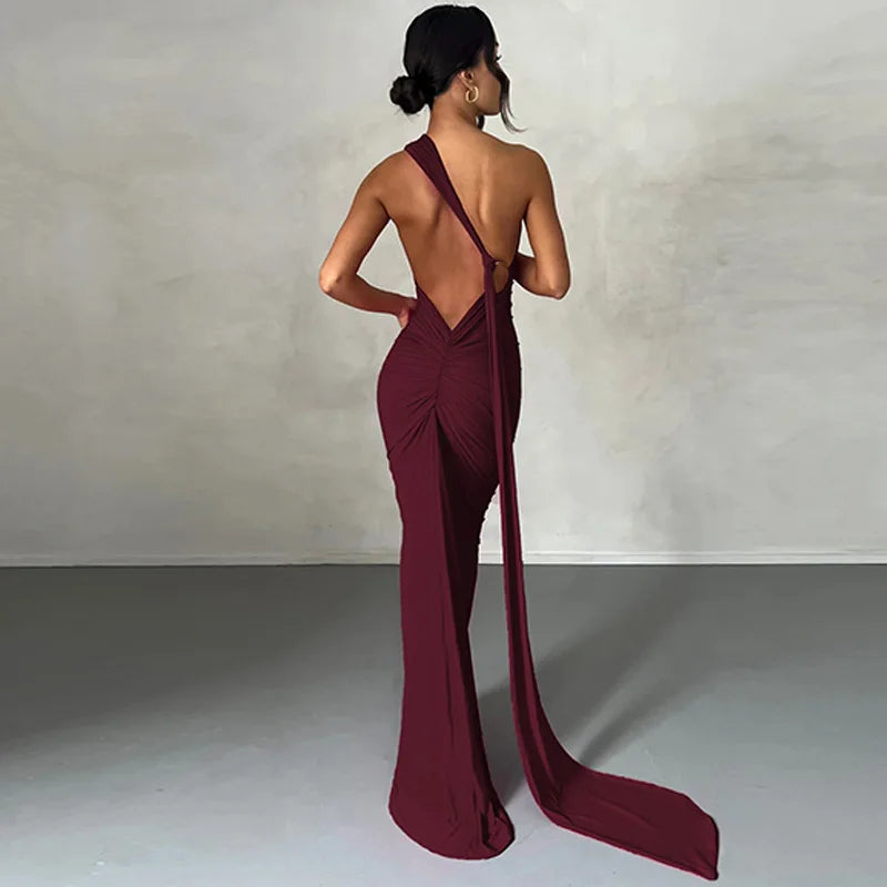 Scarlet Muse One-Shoulder Gown